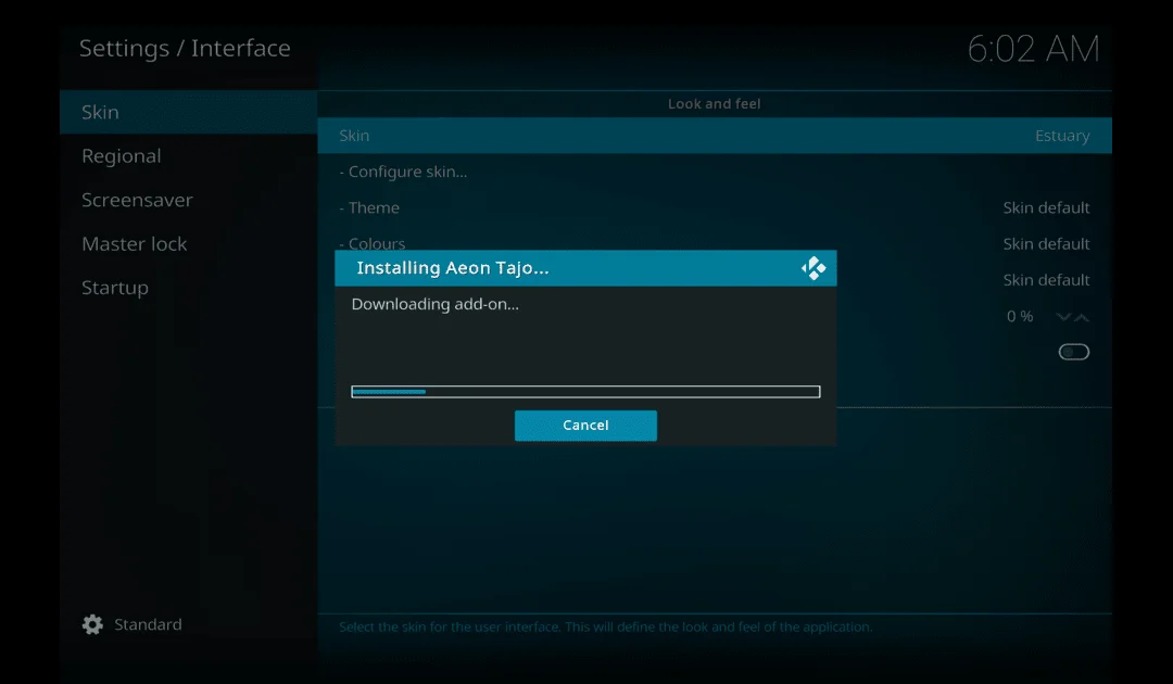 how to get Kodi Skin Aeon Tajo Loaded