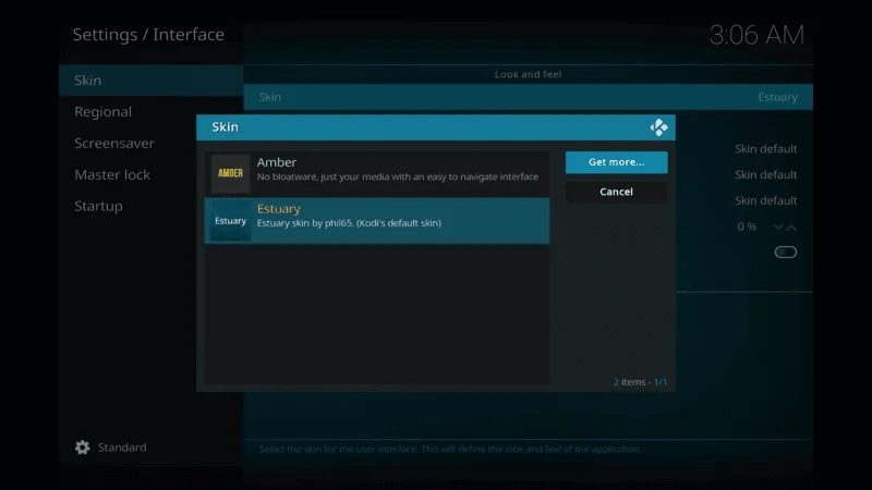 how to get kodi Confluence Skin