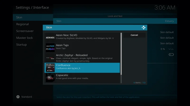 install Confluence Skin on kodi