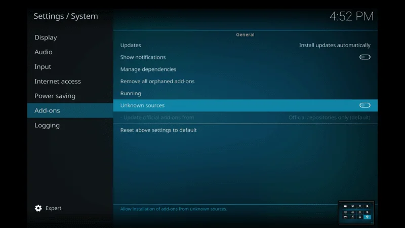 Addons Unknown sources