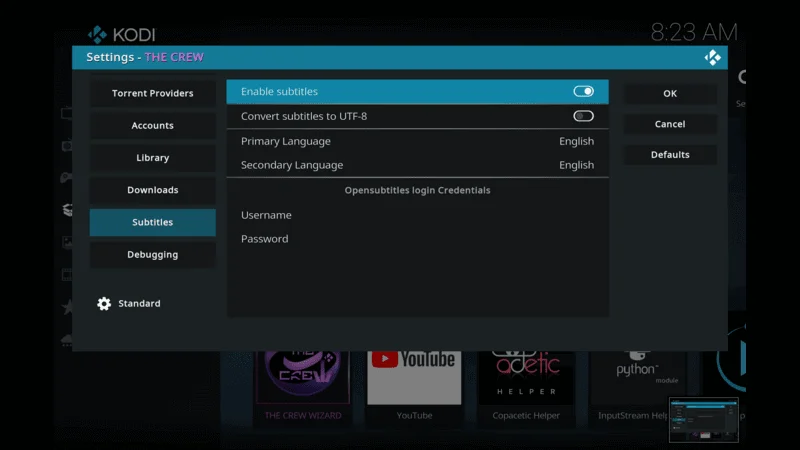 Enable subtitles On The Crew Addon