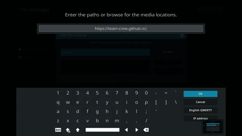Enter the paths or browse for the media locations.
