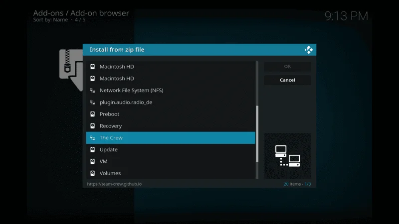 Install from zip file The Crew