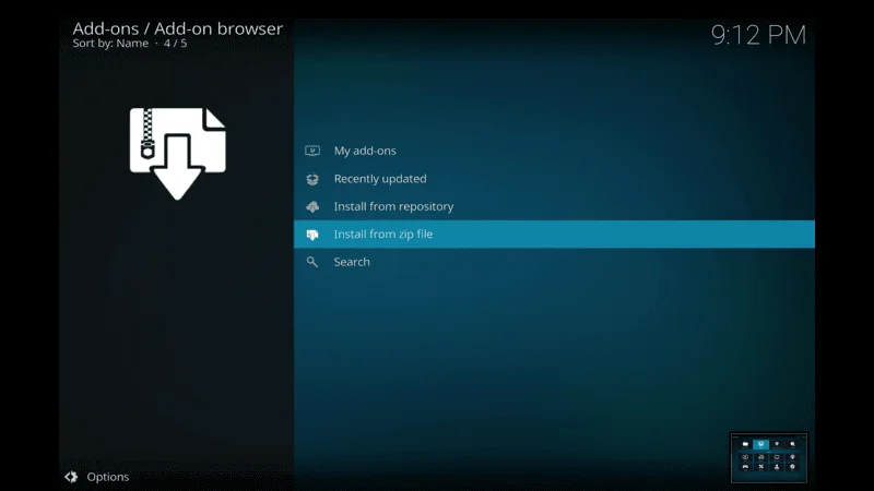 Install from zip file