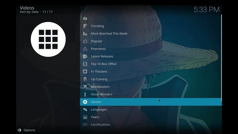 Movies collection on Luffy Addon