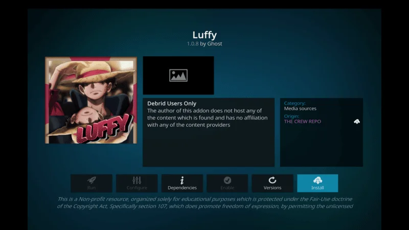installing luffy addon on kodi