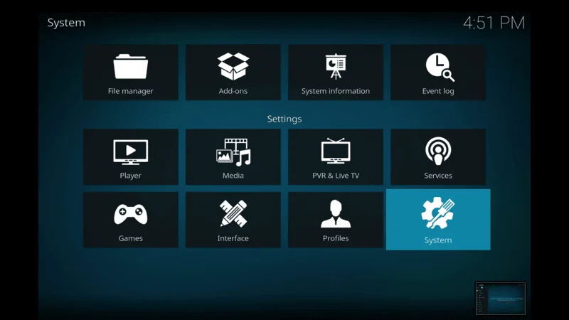 kodi System setting