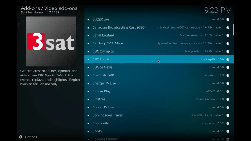 kodi addons for sports