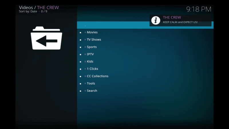 launching the THE CREW on Kodi