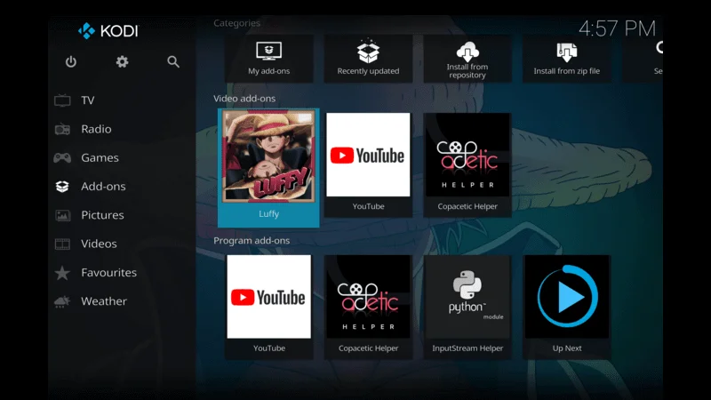 luffy addon is installed