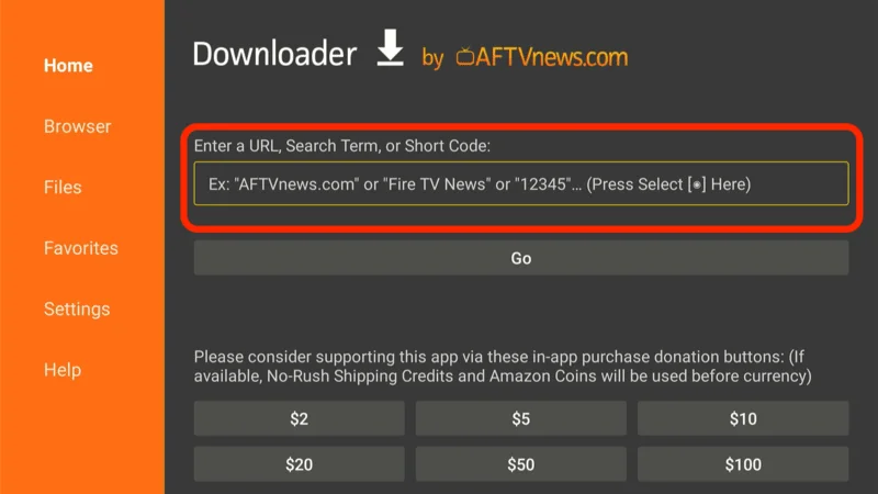 Downlaoder home screen
