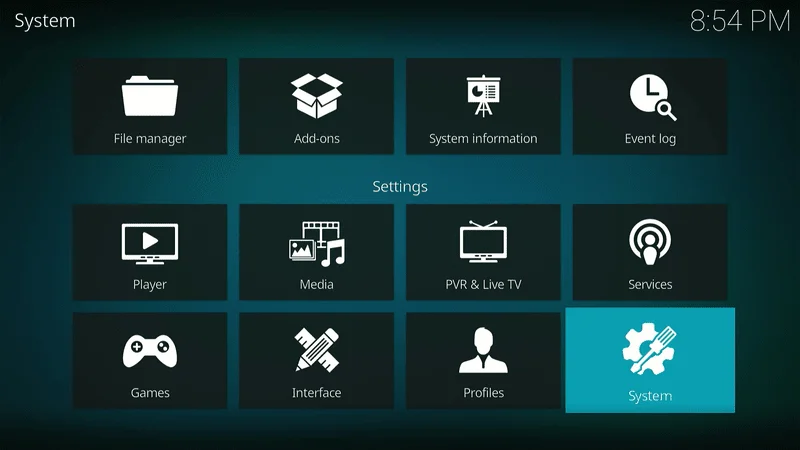Kodi system setting Update Kodi On Firestick