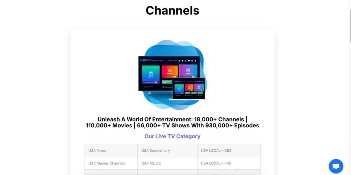 Club IPTV Channels List