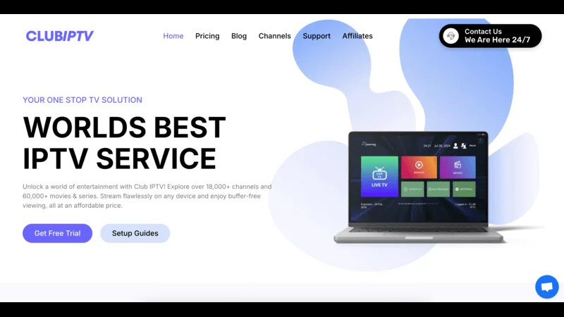 Club IPTV Home Screen - IPTV Free Trail