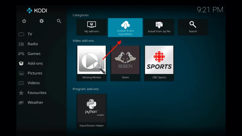 Install Add on in kodi