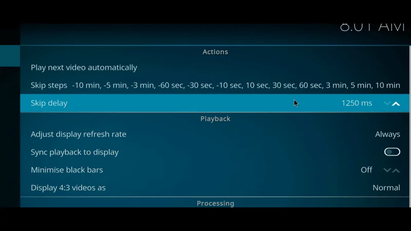 Kodi Video play back setting