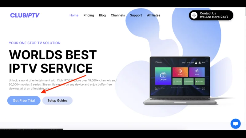 Trial Button IPTV Free Trail