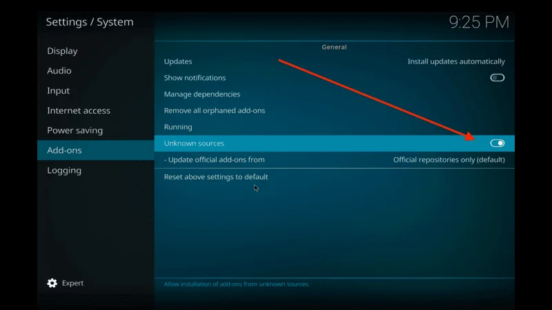 tunr unknown soruce on kodi