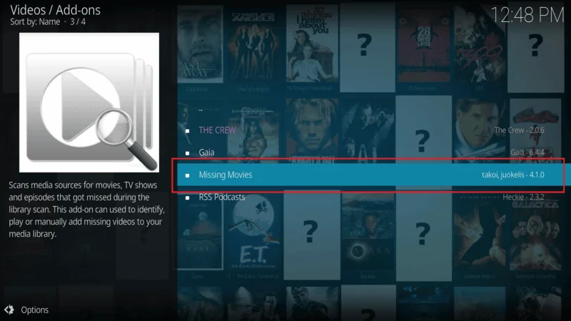 Missing Movies addon