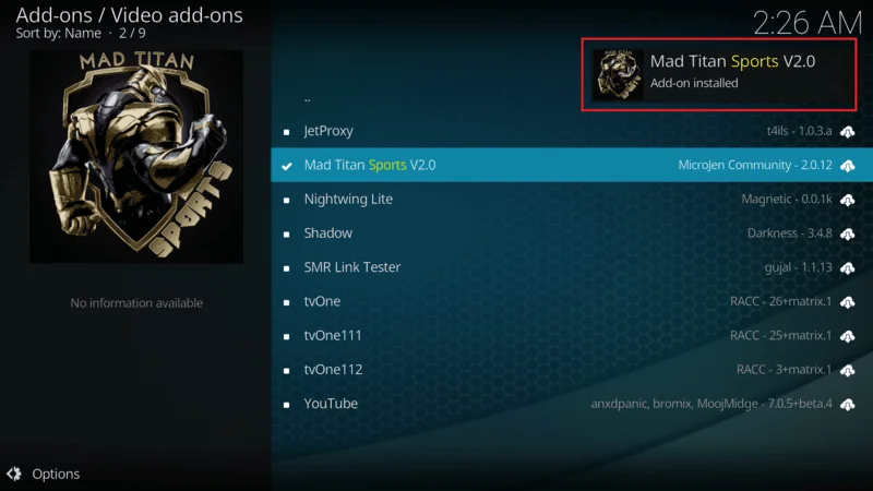 Mad Titan Sports Kodi Addon