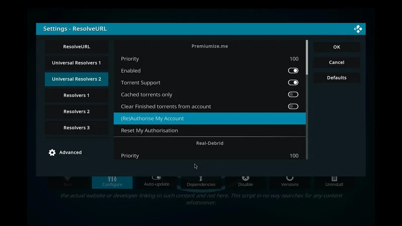 Kodi Add-ons Configuration