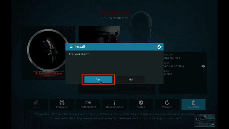 Disable Kodi Addons