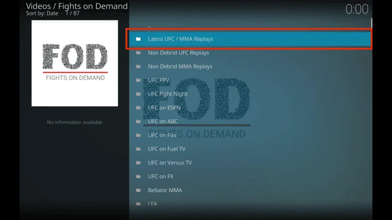 Fights Streaming Kodi Addon