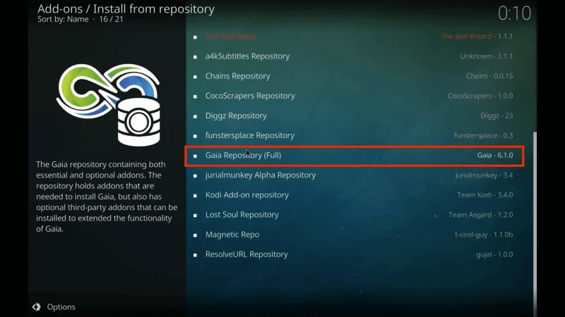 Gaia Kodi Addon Favorites