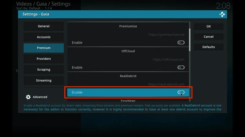 Gaia Kodi Addon Live TV