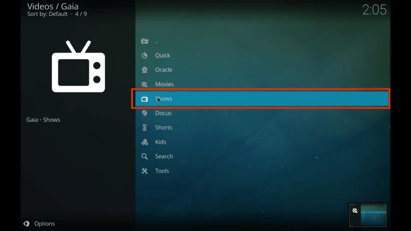 Gaia Kodi Addon Media Management