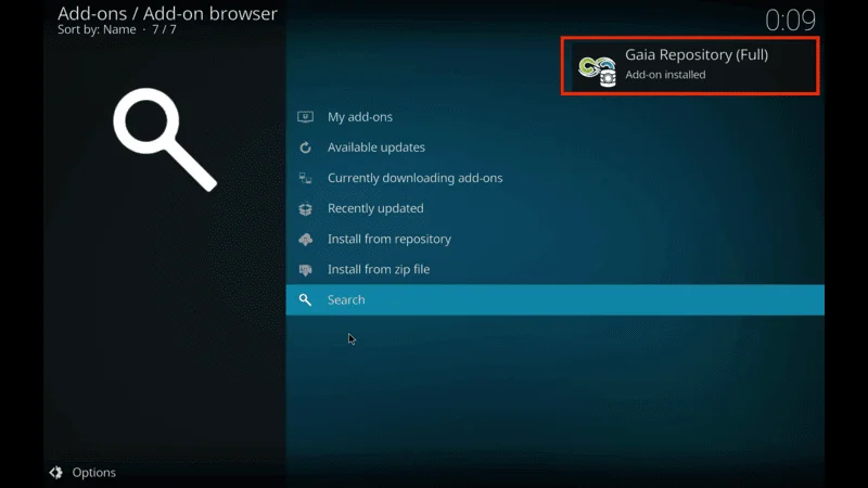 Gaia Kodi Addon Support