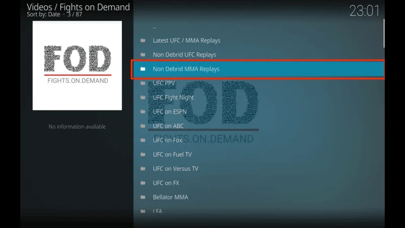 Kodi MMA Addon Fights
