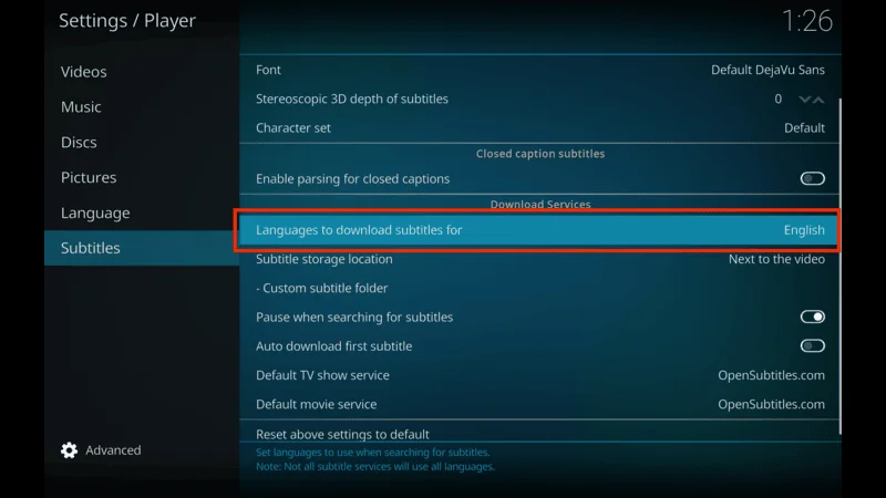 Subtitle Configuration